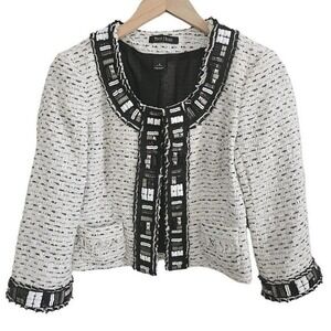 WHBM Embellished Tweed Boucle Cropped Blazer Jacket Sz 6 Career‎ Wear Office